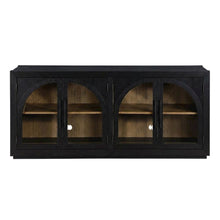 MDF and Rubberwood Buffet Cabinet with Cathedral Doors for Dining Room, Black
