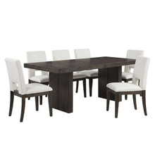 Rubberwood Extendable Dining Table and Linen-Look Upholstered Chairs Set, White