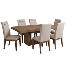 Acacia Wood Dining Table with Chairs, Kitchen Table Set for 6 Dining Room, Brown
