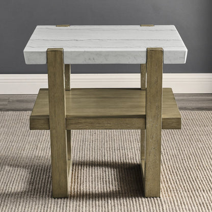Perth White Marble Top End Table