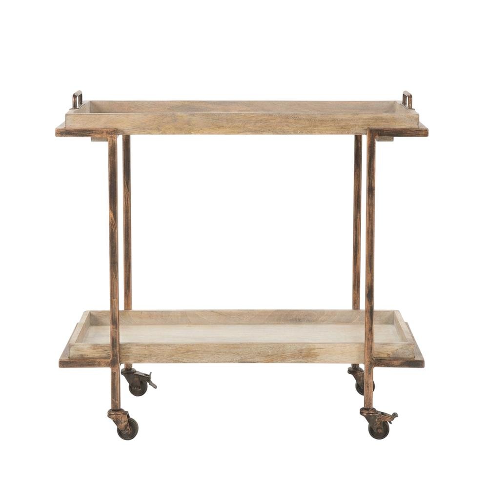 Light Distressed Finish Serving Cart with Ample Storage and Sturdy Construction