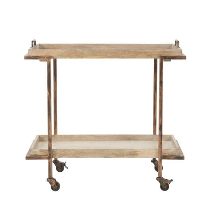 Light Distressed Finish Serving Cart with Ample Storage and Sturdy Construction