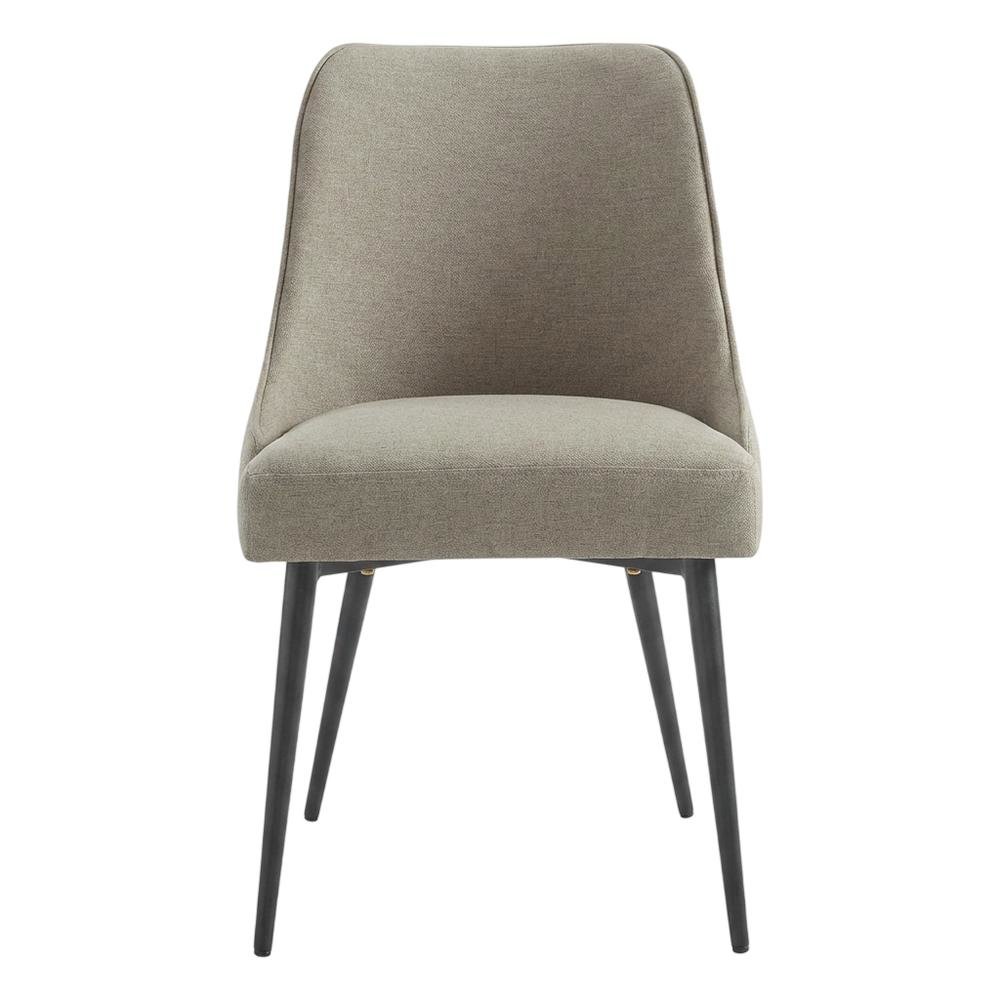 Khaki Side Chair with Dark Metal Base, Comfortable Fabric, Set of 2