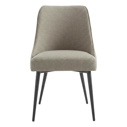 Khaki Side Chair with Dark Metal Base, Comfortable Fabric, Set of 2