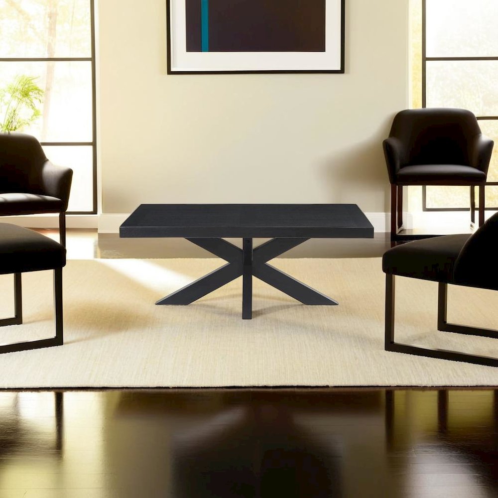 Elegant Ebony Cocktail Table with Ash Veneer Top and Solid Rubberwood Legs