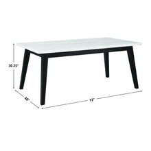 Vida 6-Piece White Marble Dining Set, Black Finish