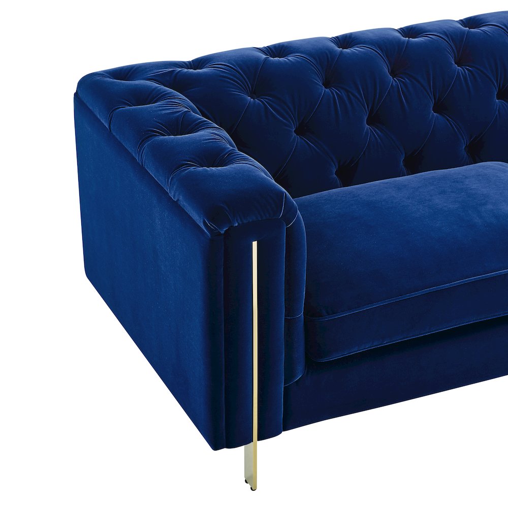 Charlene Blue Velvet Button Tufted Sofa