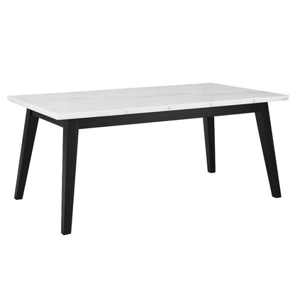 Vida 7-Piece White Marble Dining Set, Black Finish