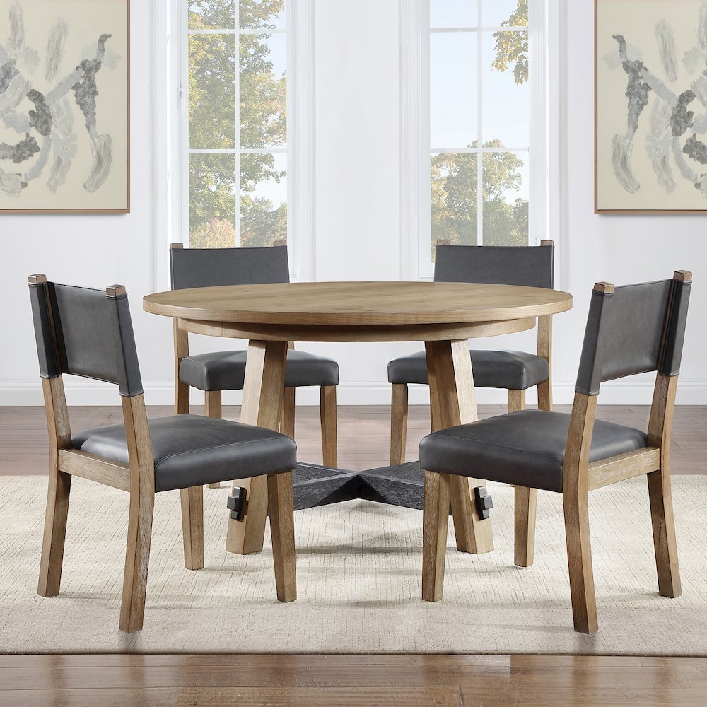 Aubrey 54" Round Dining Table, Brown