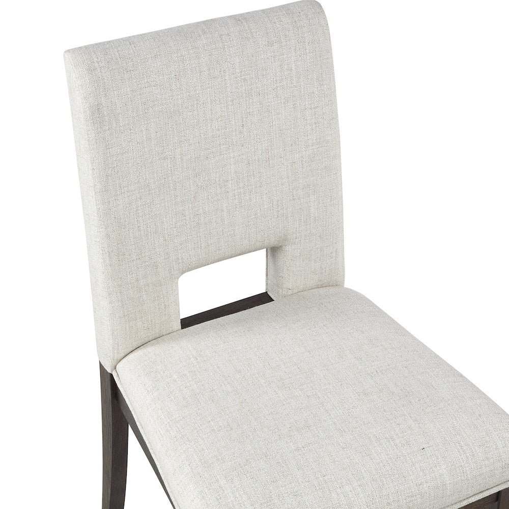 Evan 7-Piece 78-96-inch Table Set with White Linen-Look Chairs