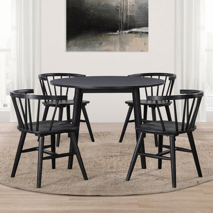 Willow 5pc 42in Round Dining Set, Black