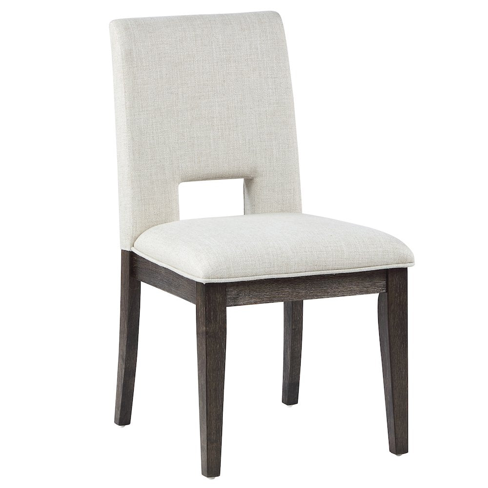 Evan 7-Piece 78-96-inch Table Set with White Linen-Look Chairs