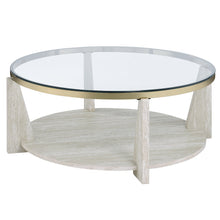 Wanda 42″ Round Glass Top Coffee Table with Casters