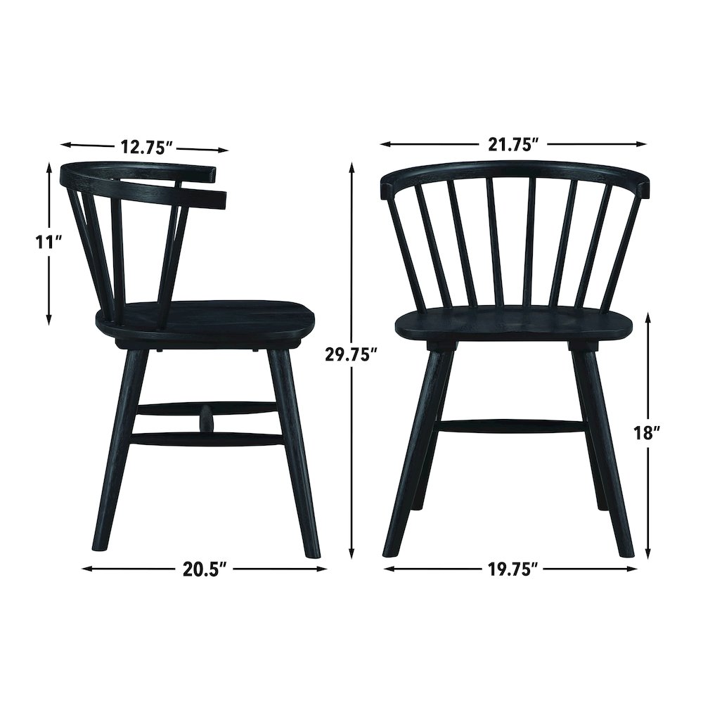 Vaughn 7-Piece 60-96" Driftwood Dining Set, 6 Willow Black Side Chairs