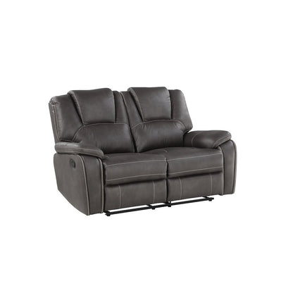 Faux Leather Manual Dual Recliner Loveseat Sofa, Small Love Seat Couch, Gray