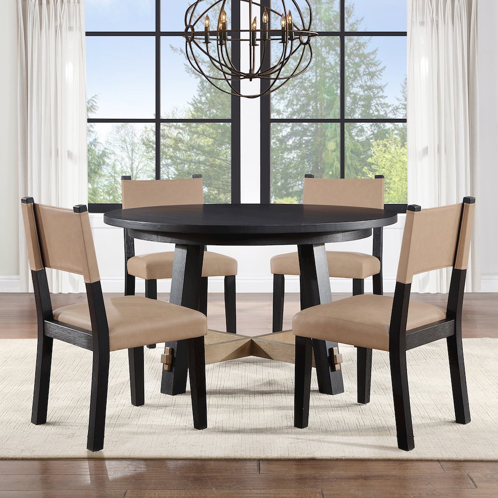 Aubrey 54" Round Dining Table, Black