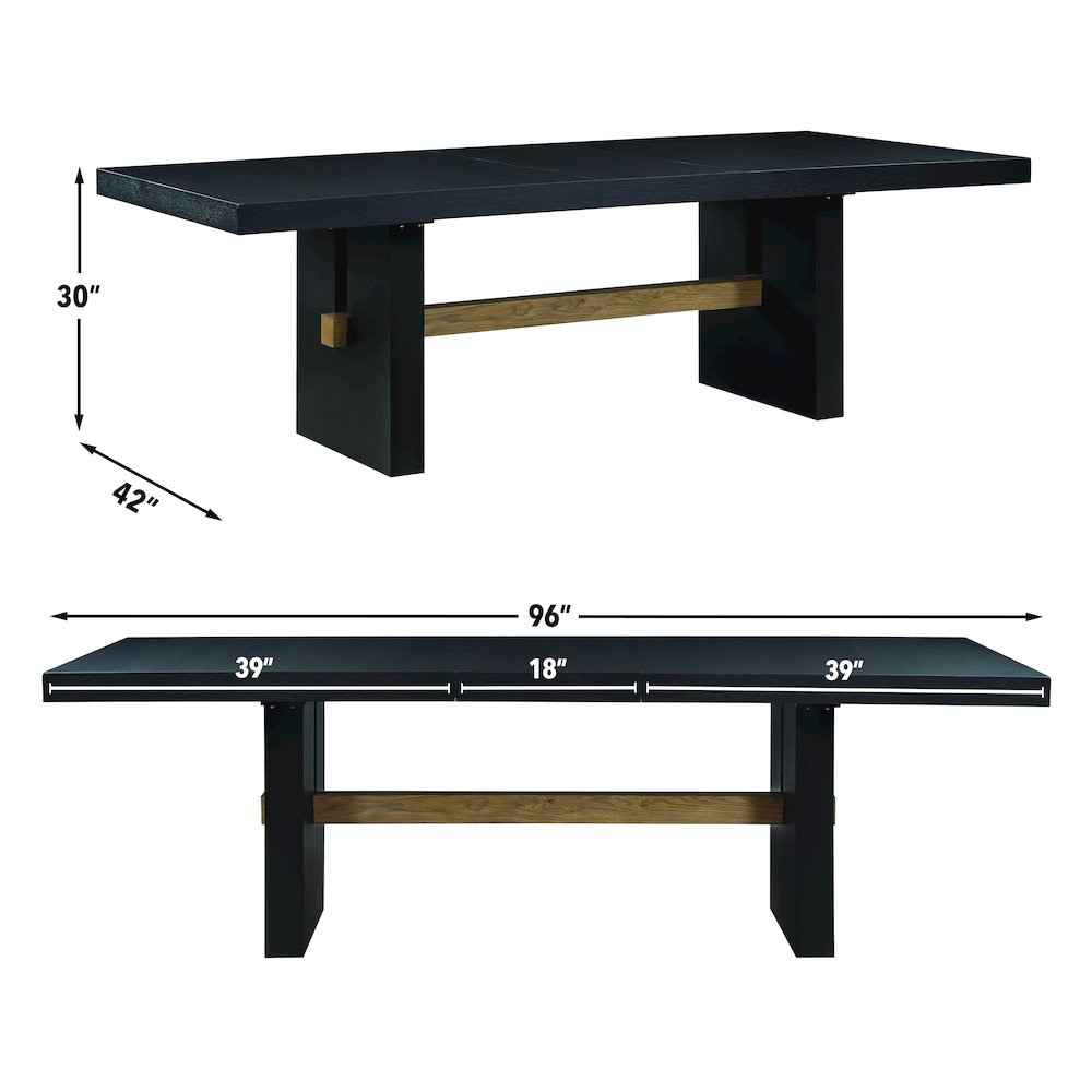 Aubrey 78-96" Dining Table w/18" Leaf, Black