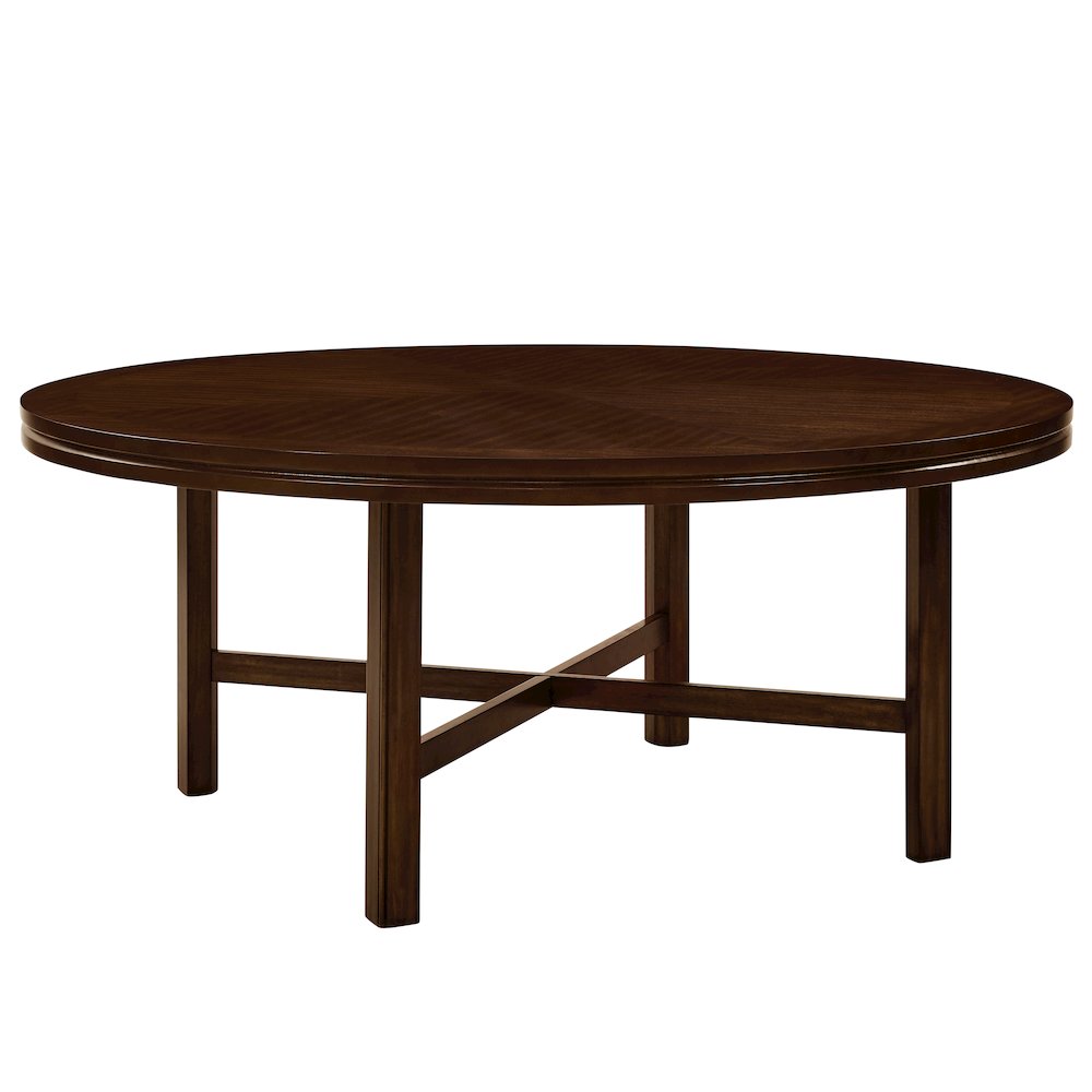 Rubberwood Dining Table with Faux Leather Chairs 7 Piece Set, Brown