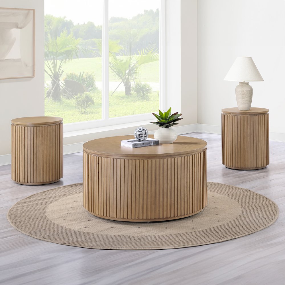 Colvin 36" Round Coffee Table, Toffee Finish