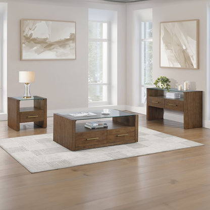 Garland Glass Top Sofa Table, Toffee Finish