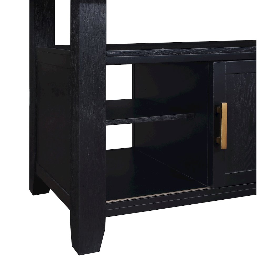 Yves Black Counter Table With Storage and 6 Grey Counter Chairs