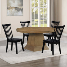 Vaughn Driftwood 5-Piece 60-96" Dining Set, 4 Vaughn Black Side Chairs