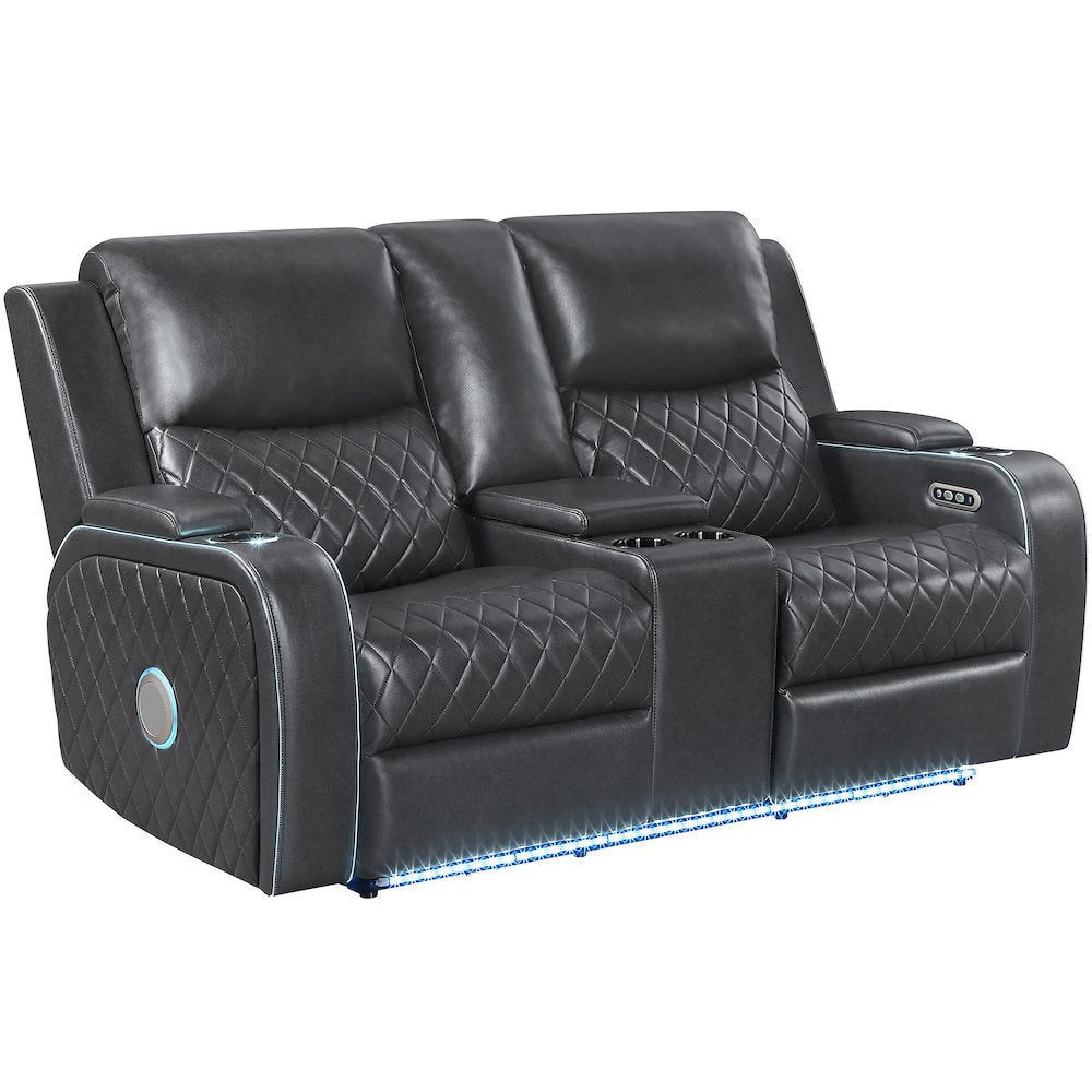 Luna Charcoal Power Console Loveseat