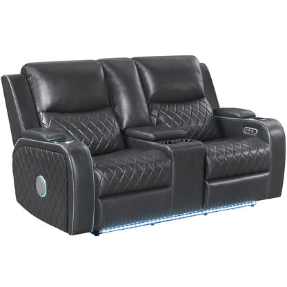Luna Charcoal Power Console Loveseat