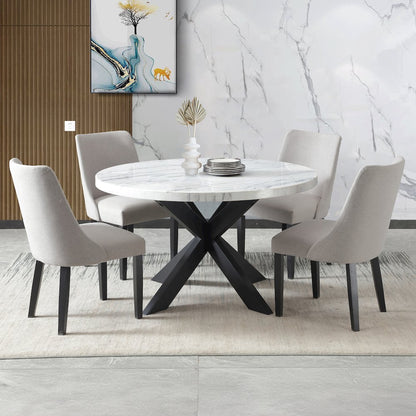 Xena Marble Top 52" Round Dining Table