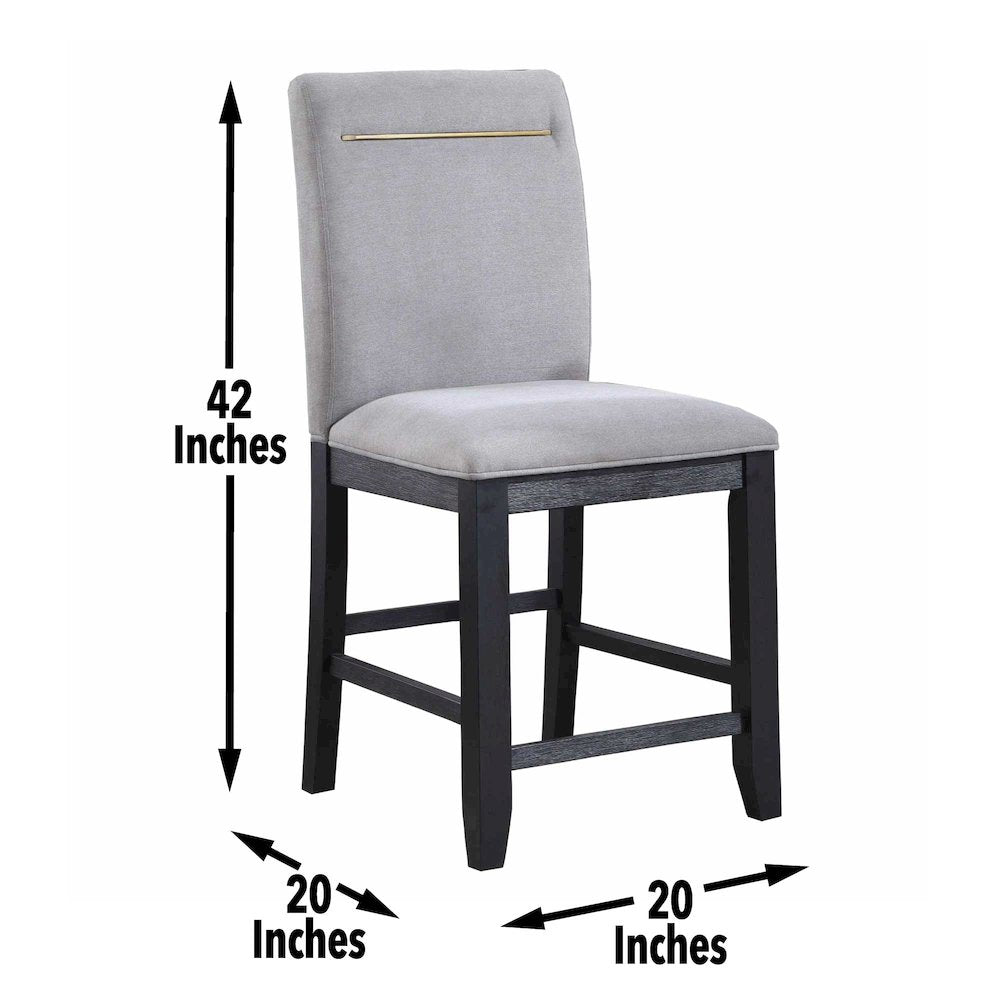 Yves Black Counter Table With Storage and 6 Grey Counter Chairs