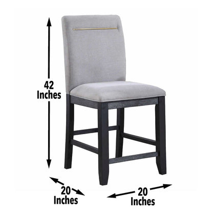 Yves Black Counter Table With Storage and 6 Grey Counter Chairs