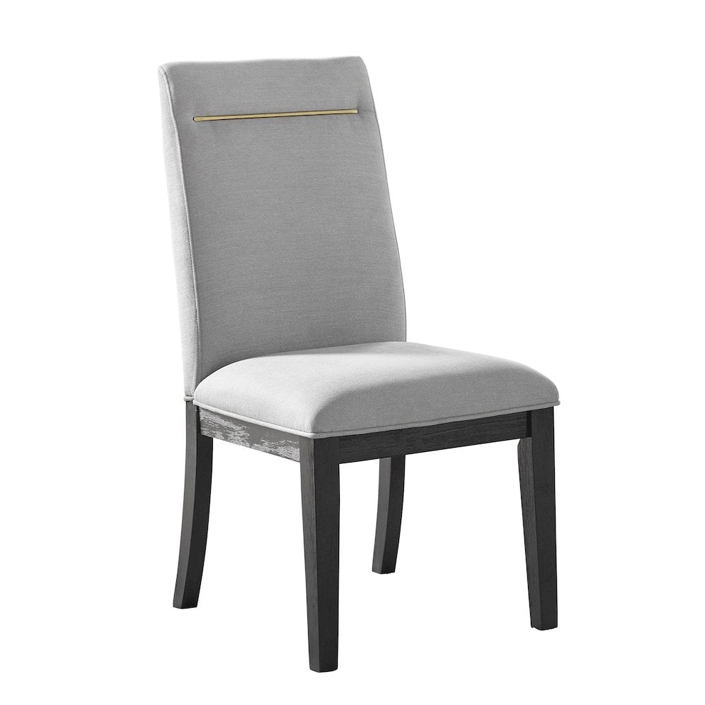 Yves Black Dining Table With 6 Grey Chairs and Server