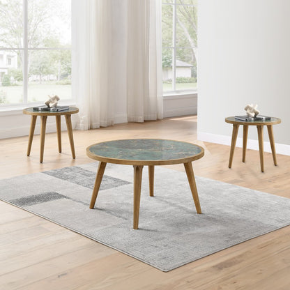 Novato 3-Piece Sintered Stone Table Set (Cocktail Table & 2 End Tables)