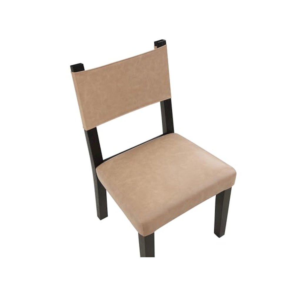Aubrey Side Chair, Black Finish with Camel Vegan Leather