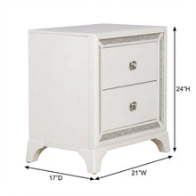 Pearl Finish Nightstand with Elegant Illuminating Design for Bedroom