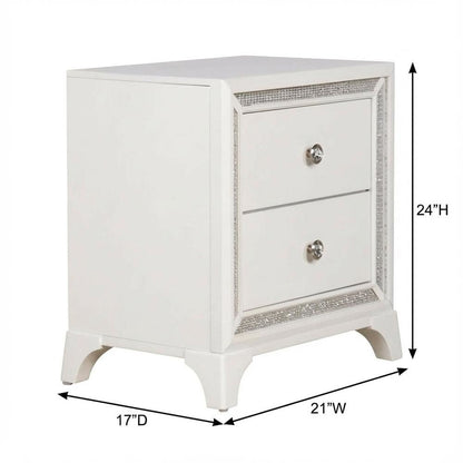 Pearl Finish Nightstand with Elegant Illuminating Design for Bedroom