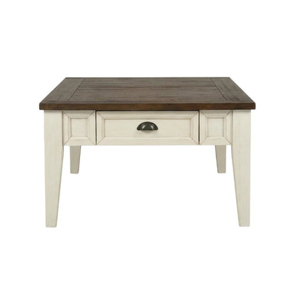 Dark Oak and White Cocktail Table with Modern Design and Sturdy Construction