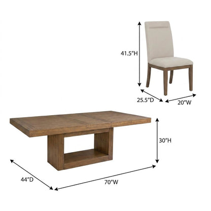 Acacia Wood Dining Table with Chairs, Kitchen Table Set for 6 Dining Room, Brown