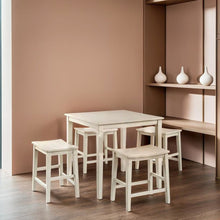 Counter Height Dining Set in Weathered Ivory with Acacia Veneer Tabletop