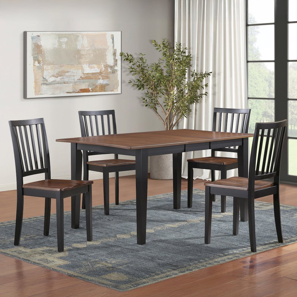 Joplin 50-62" Dining Table w/12" Leaf, Walnut and Ebony finish