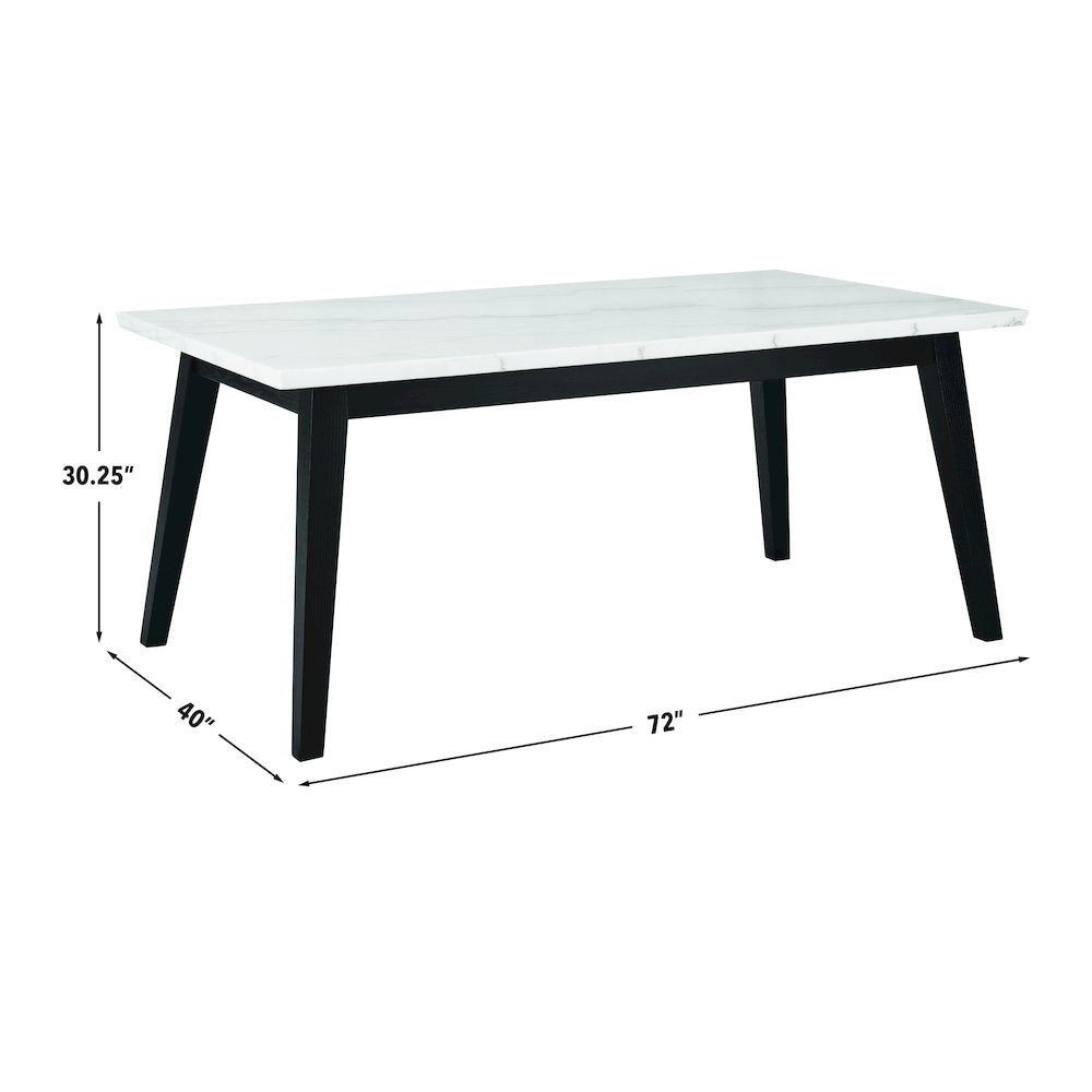 Vida 7-Piece White Marble Dining Set, Black Finish