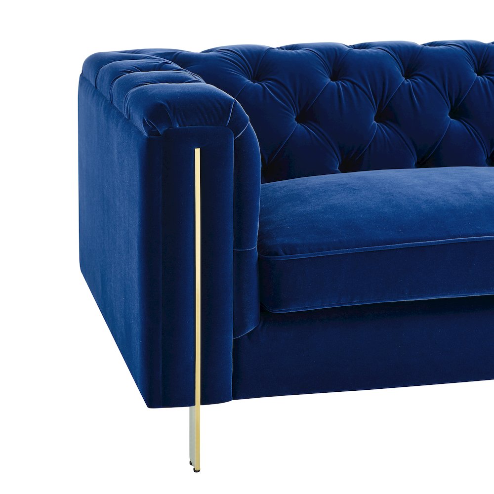 Charlene Blue Velvet Button Tufted Sofa