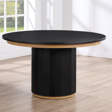 Magnolia 52-Inch Round Table, Black  with Gold Accent