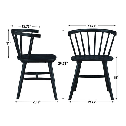 Vaughn 7-Piece 60-96" Driftwood Dining Set, 6 Willow Black Side Chairs