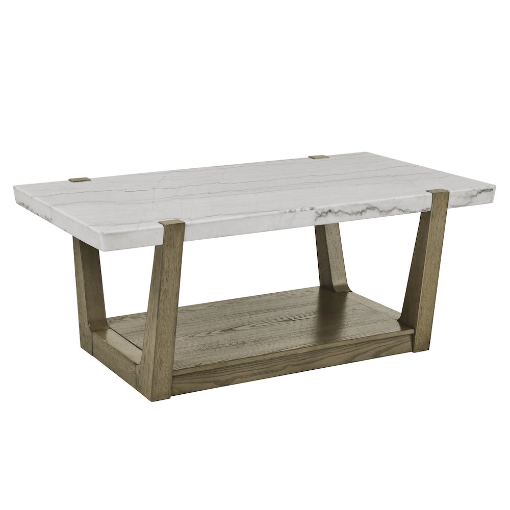 Perth White Marble 3-Piece Table Set (Cocktail, End & Sofa Table)