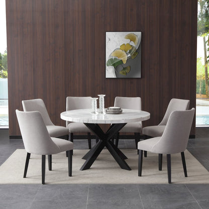 Xena Marble Top 52" Round Dining Table