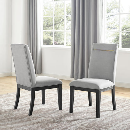 Yves Black Dining Table With 8 Grey Chairs