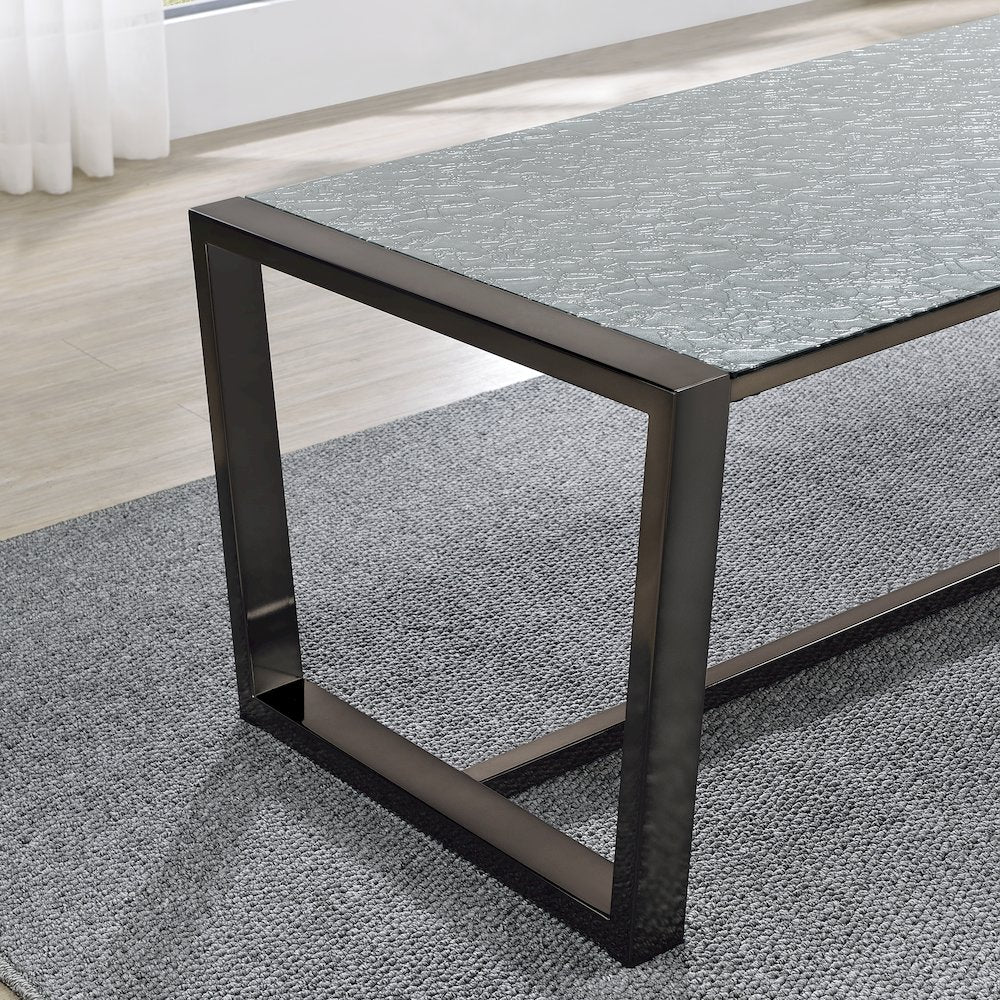 Mazie Coffee Table with Patterned Mirror Top