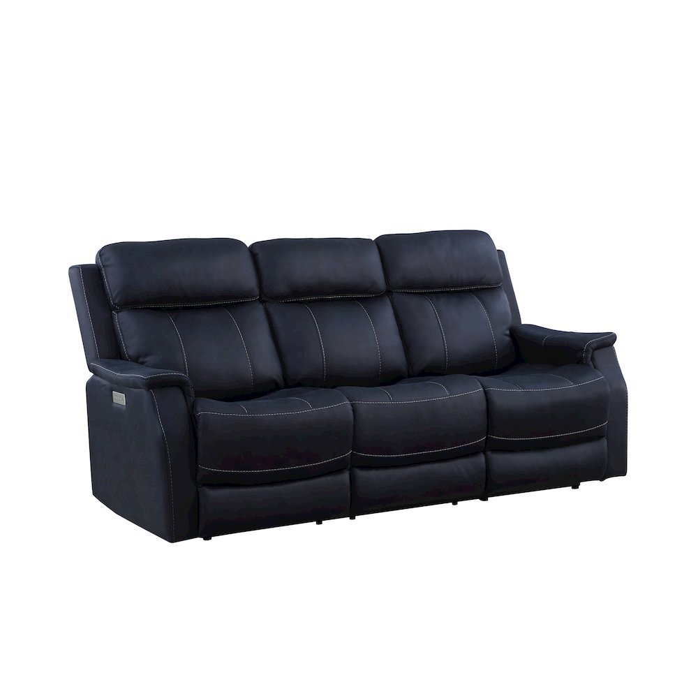 Ocean Blue Power Reclining Couch – 3 Seat Sofa with Dual Power and USB