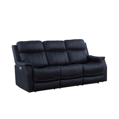 Ocean Blue Power Reclining Couch – 3 Seat Sofa with Dual Power and USB